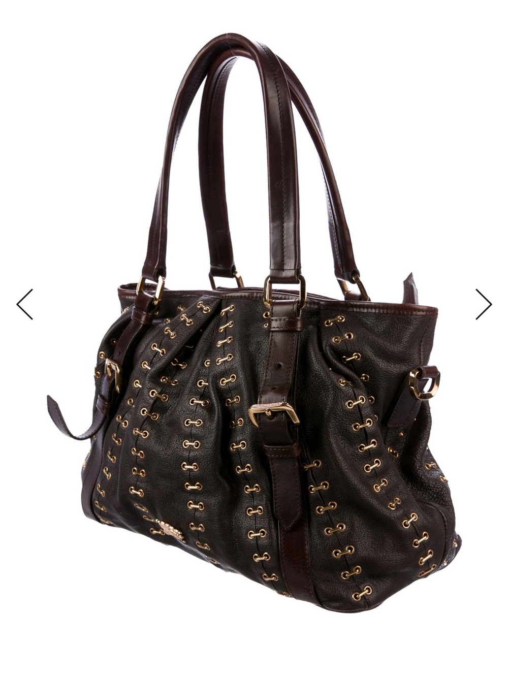 Burberry Dark Brown Leather Shoulder Bag with Gold Hardware - Picture 3 of 13